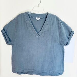 Dylan Women’s Blue Gauze V-Neck Top